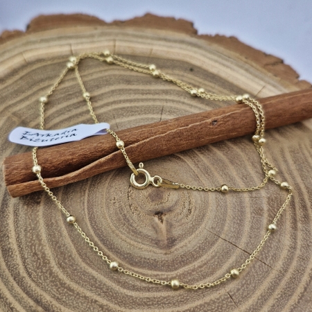 Łańcuszek srebrny złocony Ankier kulki 2 mm srebro 925